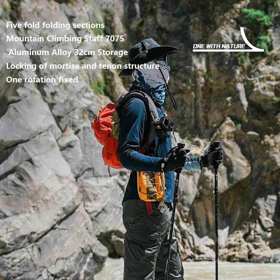 ALOCS  Hiking Staff 5-Section Folding Staff Stretchable Professional Outdoor Hiking Staff Hiking Equipment-WAYBIKER