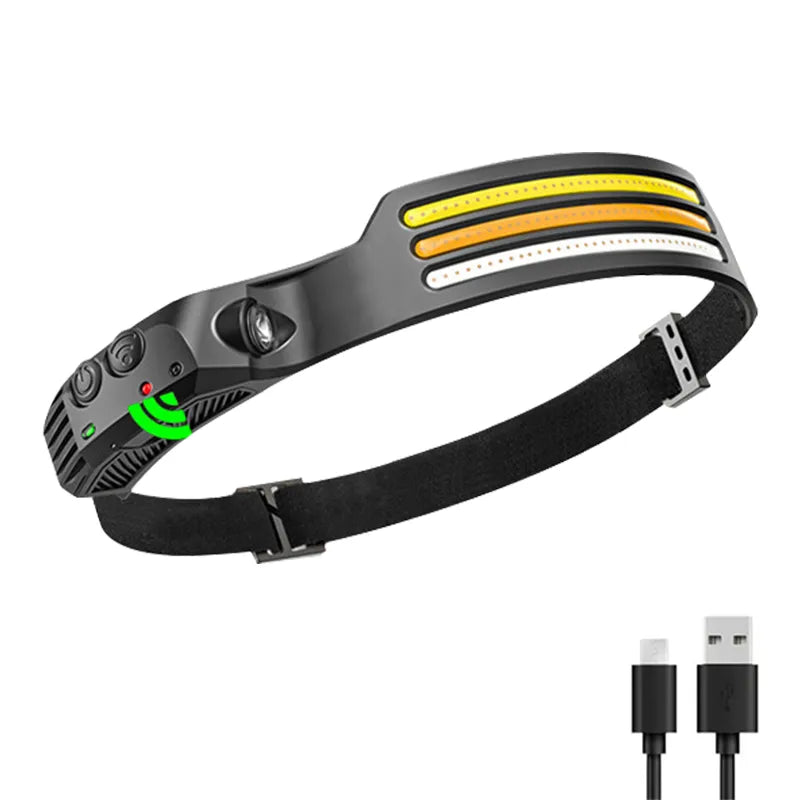 LED Sensor Headlight Rechargeable Headlamp COB Working Light With Built-in Battery Outdoor Waterproof Camping Fishing Flashlight-WAYBIKER