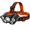 5 LED Flashlight Rechargeable with Built in 18650 Battery Strong Light Camping Adventure Fishing Head Light Headlamp-WAYBIKER