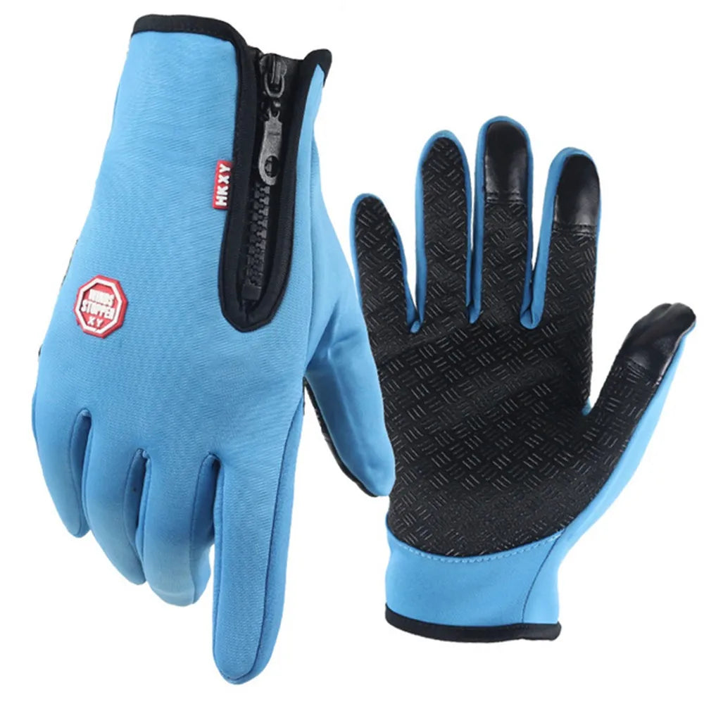 Warm Gloves For Men Waterproof Windproof Cold Gloves Snowboard Motorcycle Riding Driving Warm Touchscreen Zipper Glove-WAYBIKER