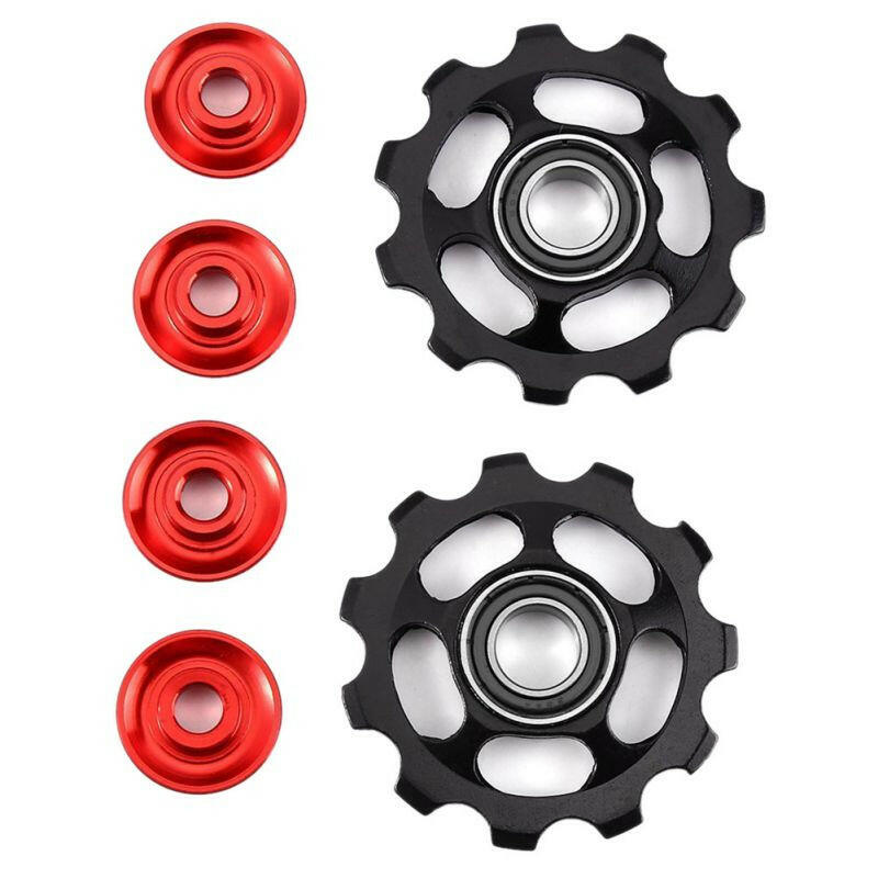 11T Road Bike Ceramic Pulley Rear Derailleur Mountain Bicycle Ceramic Rear Dial Guide Wheel Transmission Aluminum Alloy-WAYBIKER