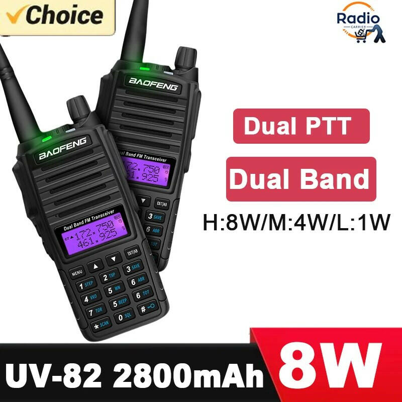 Baofeng Walkie Talkie 2 Way Ham radio comunicador UV 82 Dual PTT 8W 5W 10KM Dual Band UV-82 UHF VHF UV82 UV 5R 9R 13 UV16 Radios-WAYBIKER