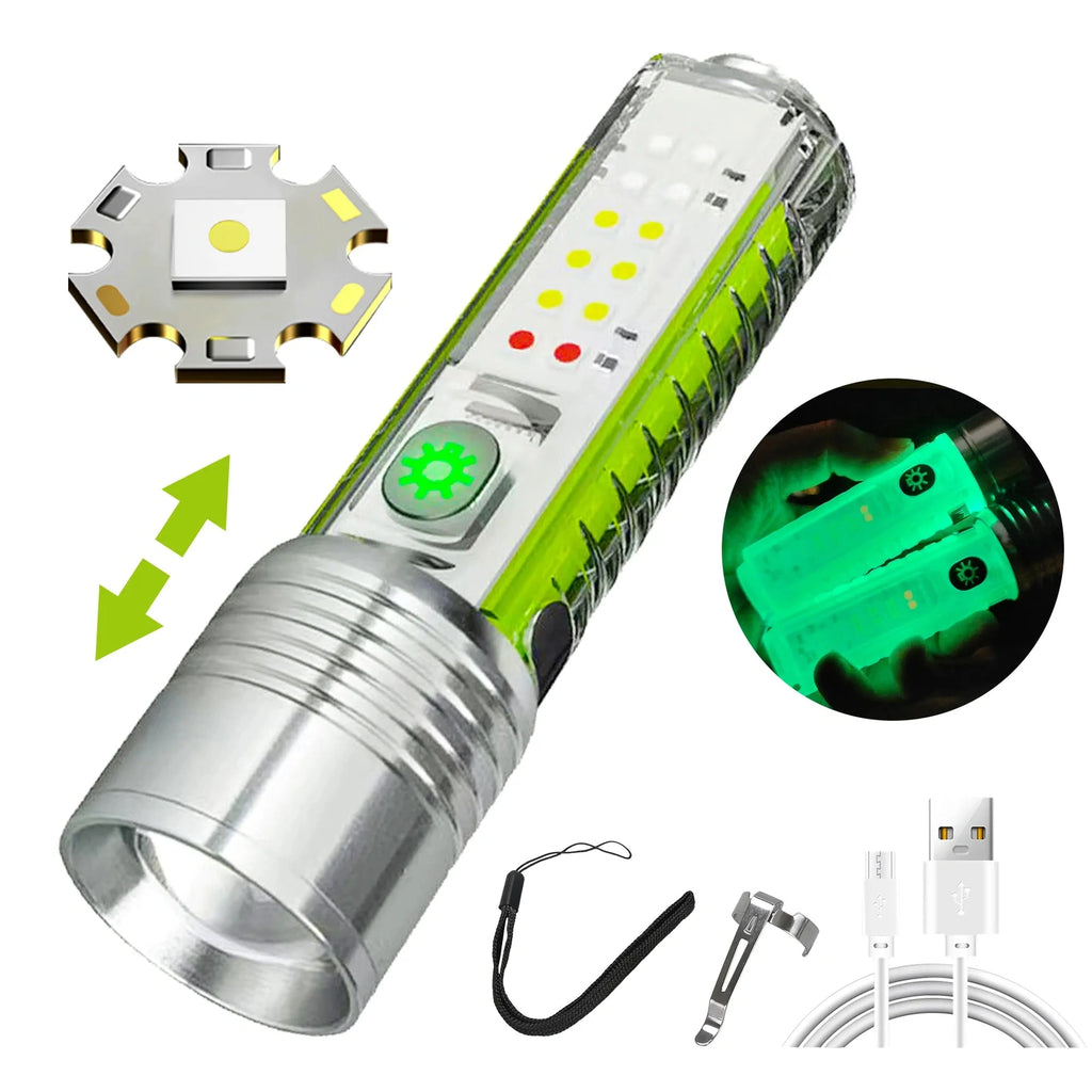 White laser long-range strong light XPG focusing flashlight Type-C charging with strong magnetic pen clip fluorescent k-WAYBIKER