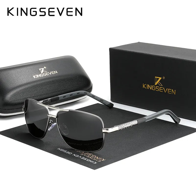 KINGSEVEN 2023 Aluminum Brand Pilot Polarized Sunglasses Men Women Fashion Frame Male Sun Glasses For Driving Oculos de sol-WAYBIKER