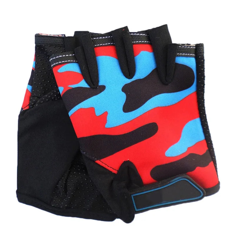 1 Pair Children's Gloves Half Finger Outdoor Sports Kids Cycling Boys Girls Protection Antislip Breathable Spring Summer Gloves-WAYBIKER