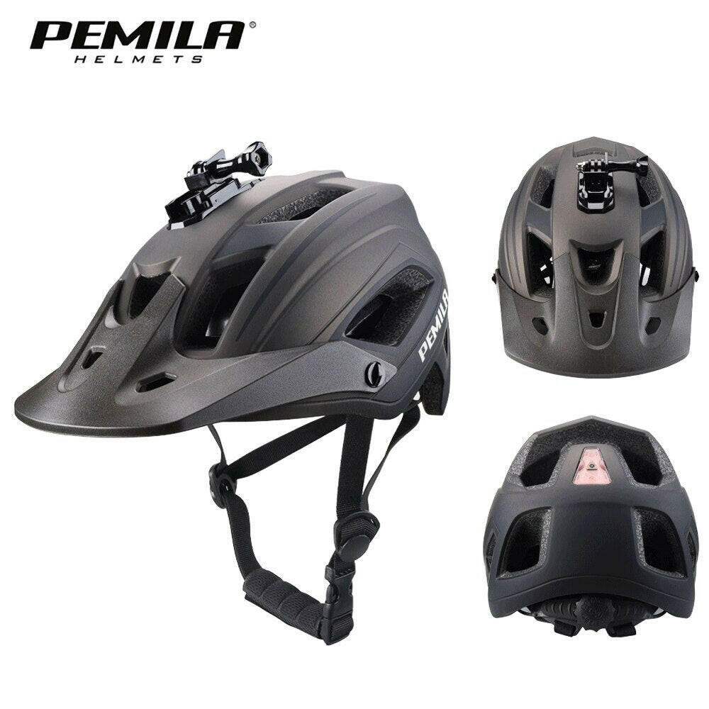 PEMILA Men MTB Bicycle Helmet Bike Safely Cap Ultra-lightweight Mountain Road Cycling Sports Riding Helmets With LED Tail light-WAYBIKER