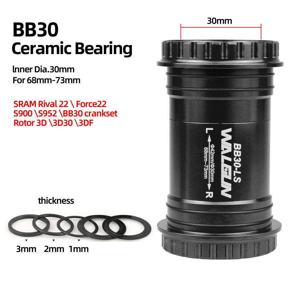Walgun Bicycle Central Movement 30mm 24mm Axis BB68 Bottom Bracket on Lock Shaft MTB Road Bike Ceramic Bearing Bike Center Shaft-WAYBIKER