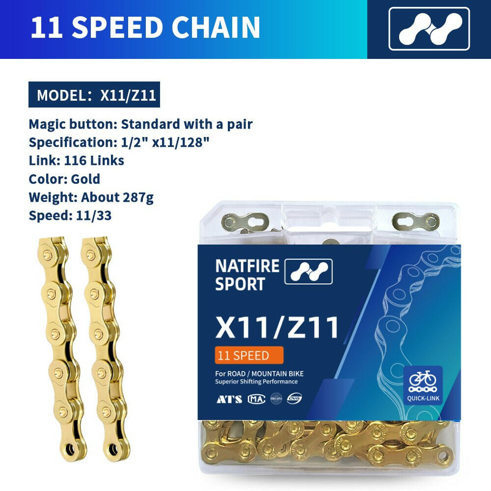 NATFIRE Bike Chain 6 7 8 9 10 11 12 Speed Velocidade Electroplated Silver Bicycle Chain Mountain Road MTB Chains Part 116 Links-WAYBIKER