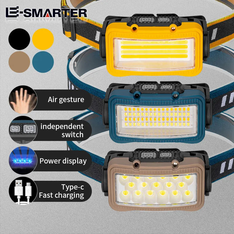 Portable Powerful LED Headlamp USB Rechargeable Hunting Headlight Waterproof Head Torch with Lights Angle Adjustable-WAYBIKER