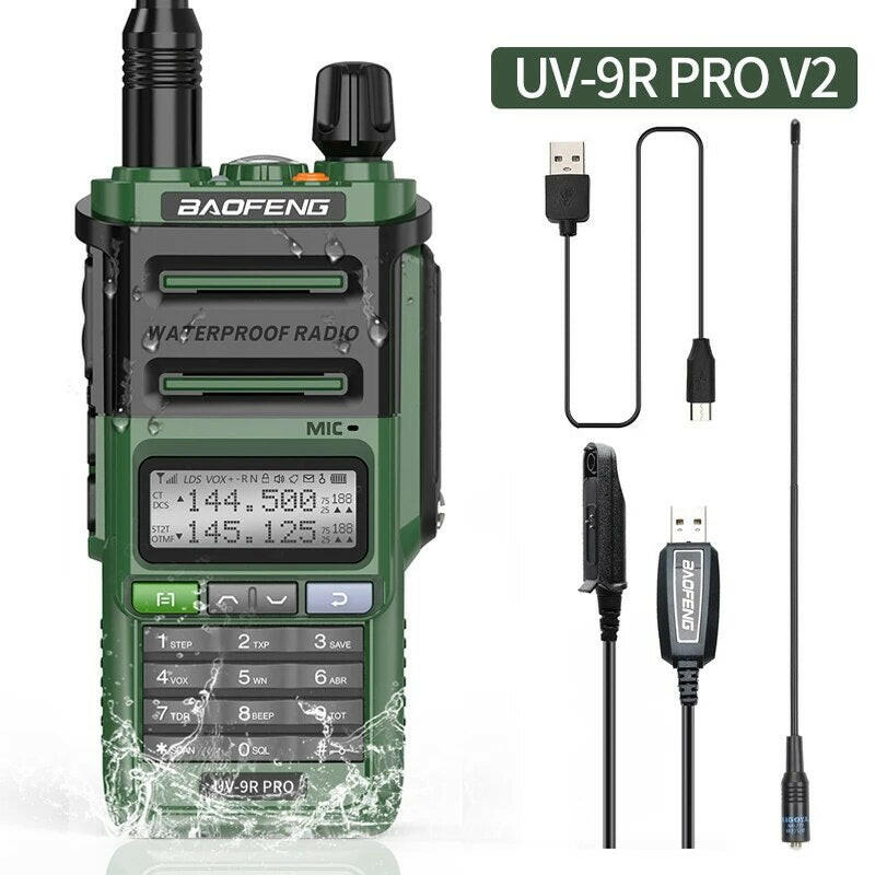 2023 Baofeng UV-9R Pro V1 V2 Waterproof IP68 16KM Walkie Talkie Type-C Charger UHF VHF Long Range UV-5R Upgrade Ham CB Radio-WAYBIKER