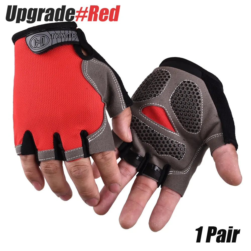 1Pair Cycling Gloves for Men & Women, Anti Slip Shock Absorbing Biking Gloves Half Finger Gel Pad Breathable Bike Bicycle Gloves-WAYBIKER