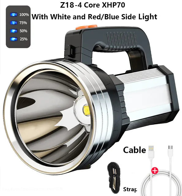 1500M Lonag Range 100W Most Powerful LED Flashligh Portable Spotlights USB Recharge Searchlight Outdoor Tactical Torch-WAYBIKER