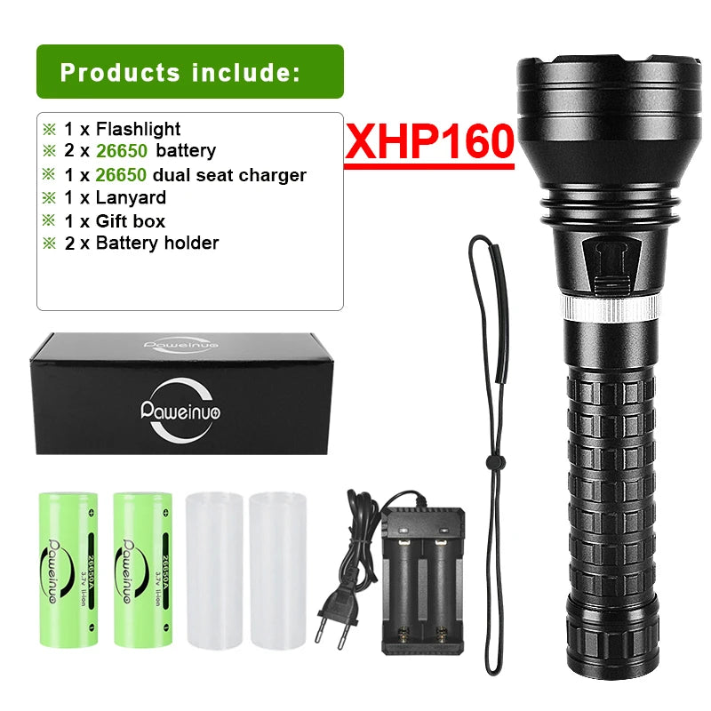 Super Bright XHP160 Diving Flashlight Led Rechargeable 800M Underwater Lamp IPX8 Waterproof Professional Scuba Diving Lantern-WAYBIKER