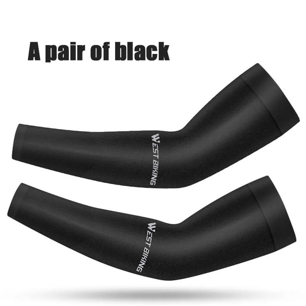 WEST BIKING Arm Sleeves Ice Fabric Breathable Quick Dry Running Sportswear Sun UV Protection Long Arm Cover Cycling Arm Sleeves-WAYBIKER