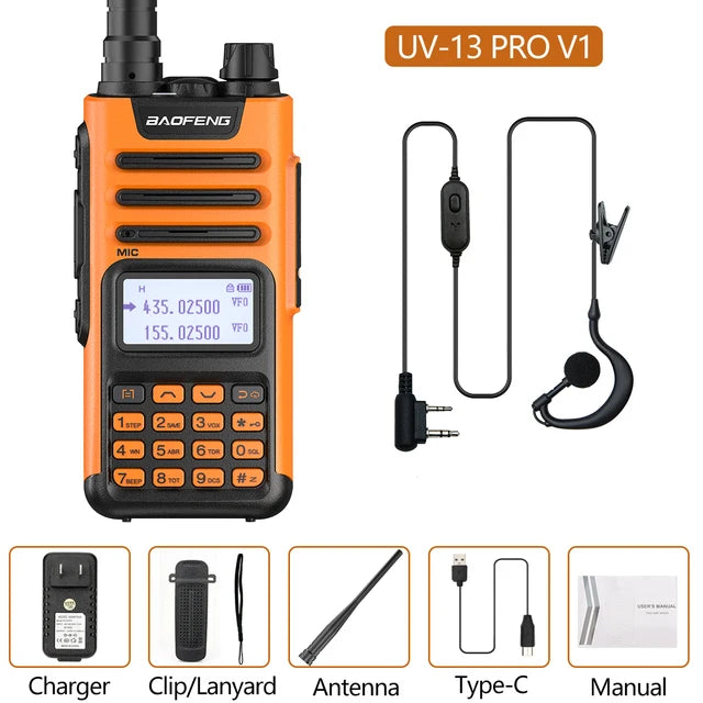 BaoFeng UV-13 PRO V2 V1 Walkie Talkie M-13 Pro Dual Band 999 Channels Type-C  Long Range UV-5R Transceiver Ham CB Two Way Radio-WAYBIKER