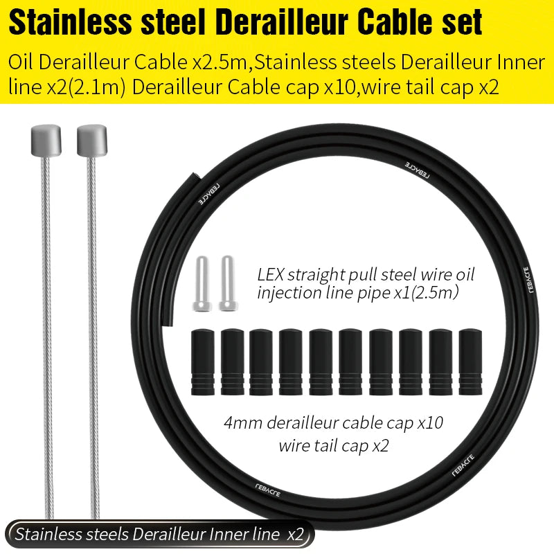 Lebycle stainless steels Bicycle Brake Shifter Cable Kit Bicycle Brake Shift Line Set For Mountain Road Bike Cable Housing-WAYBIKER