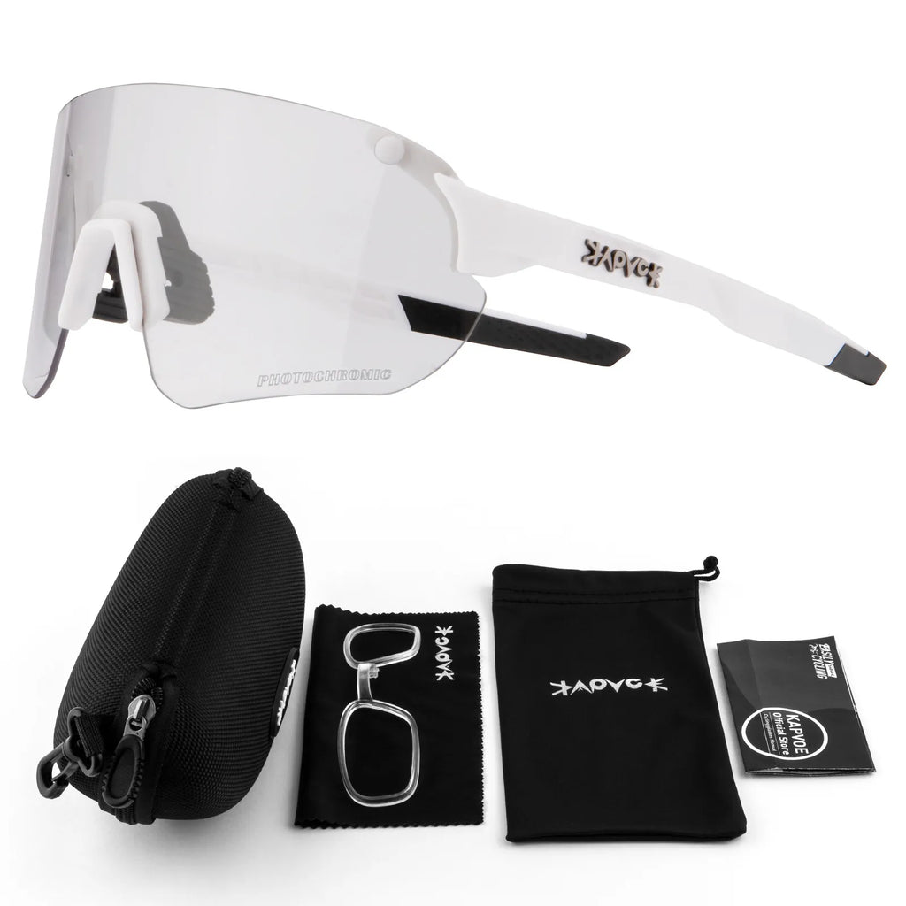 Kapvoe Photochromic Cycling Glasses Bike Eyewear Men Women Cycling Goggles UV400 1 Lens MTB Road Bike Sports Glasses-WAYBIKER
