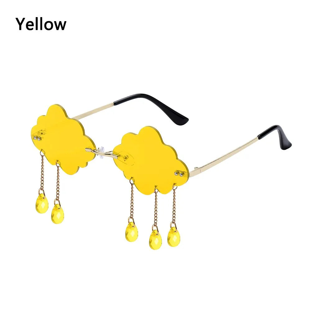 Fashion UV400 Clouds Sunglasses Tassel Steampunk Sunglasses Rimless Sunglasses Shades Metal Temples Sunglasses-WAYBIKER