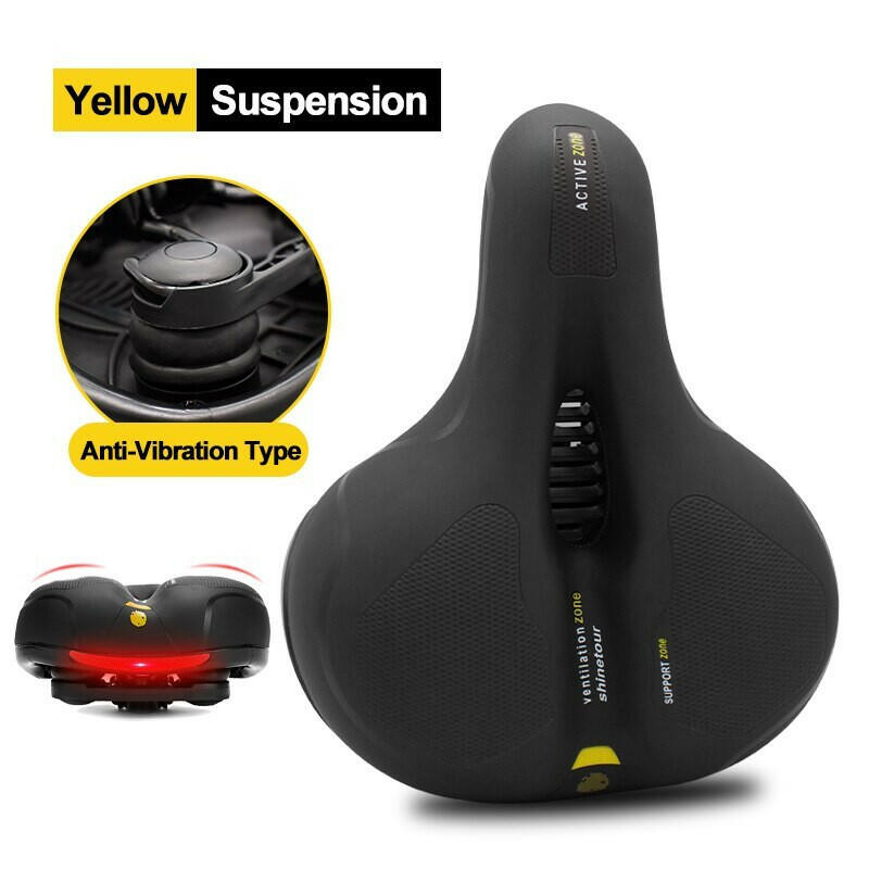 Hollow Breathable Bicycle Saddle Men Women MTB Road Bike Saddle Shock Absorbing Comfortable Big Butt Bike Seat Safety Warning-WAYBIKER