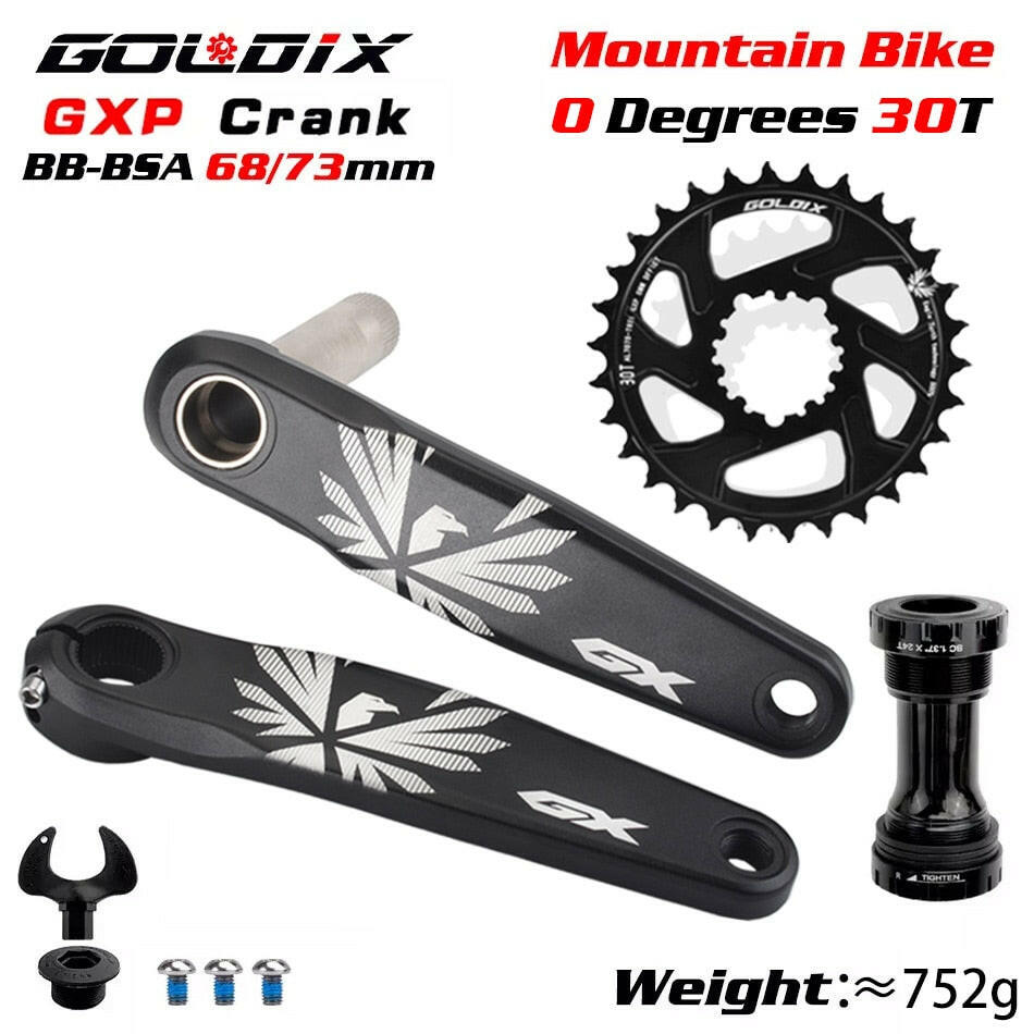 GX Bicycle Crankset GXP MTB Bike Crank Chainring Bike 170mm 175mm Black 0 Degree 30T 32T 34T 36T 38T Aluminum Alloy with Bottom-WAYBIKER
