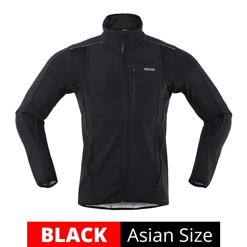 Men Cycling Reflective Jacket Thermal Fleece Winter Windproof Waterproof Jersey Autumn Bicycle Windbreaker MTB Bike Clothing-WAYBIKER