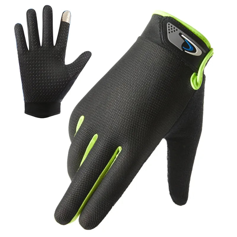Cycling Fishing Gloves Touch Screen Non-slip Full Finger Thin Breathable Mesh Bike Bicycle Gloves Quick Dry Gloves for Men Women-WAYBIKER
