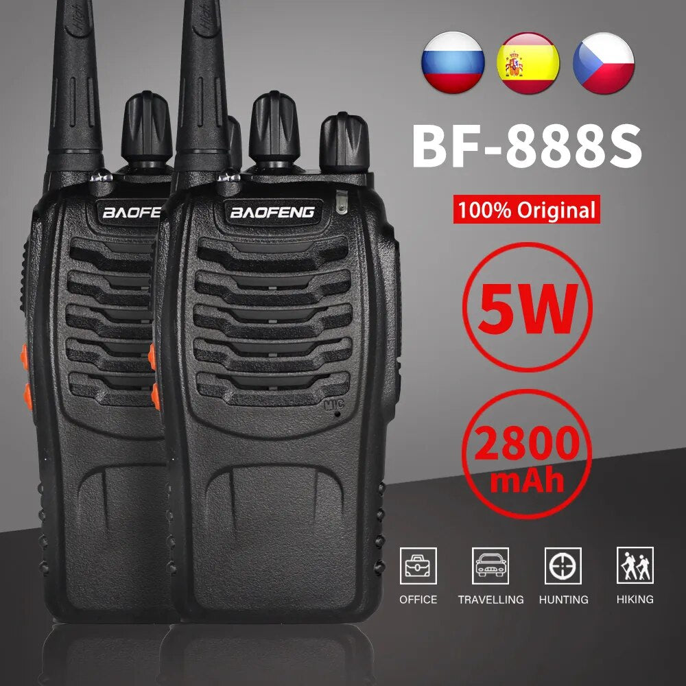 2pcs Baofeng BF-888S Walkie Talkie 5W 16 Chs 400-470MHz UHF FM Transceiver 6m Two Way Radio Comunicador For Outdoor Hiking