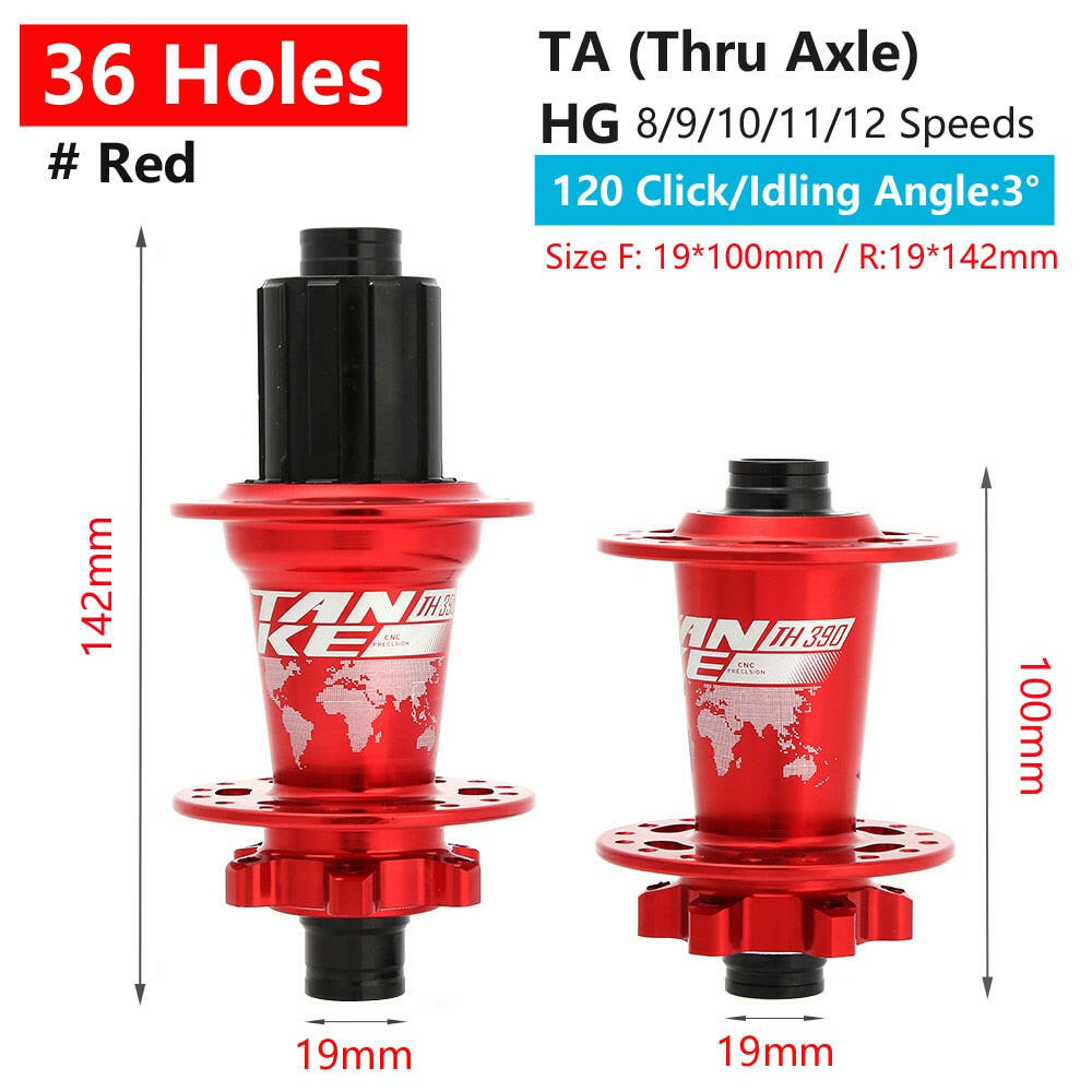 TANKE 120 Click Hub 6 Bearing MTB Mountain Bike Hub Front Rear Thru HG 28 32 36 Holes Disc Brake Bicycle Hubs 8 9 10 11 12 Speed