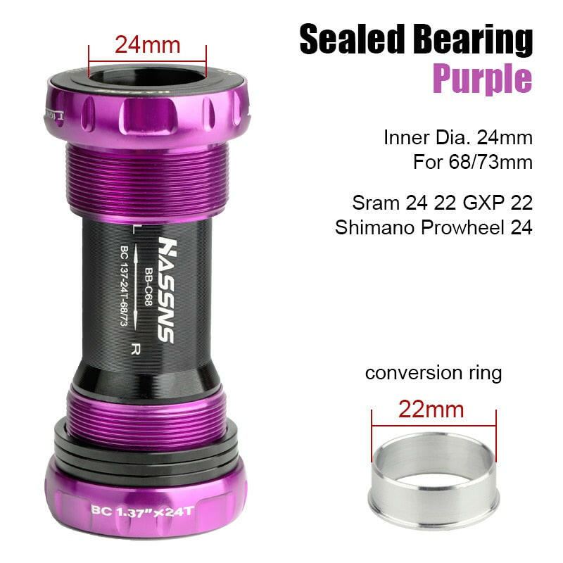 HASSNS Central Movement Bicycle Bottom Bracket Mtb Hollowtech Central Movement Mountain Bike Ceramics BB For Integrated Crankset-WAYBIKER