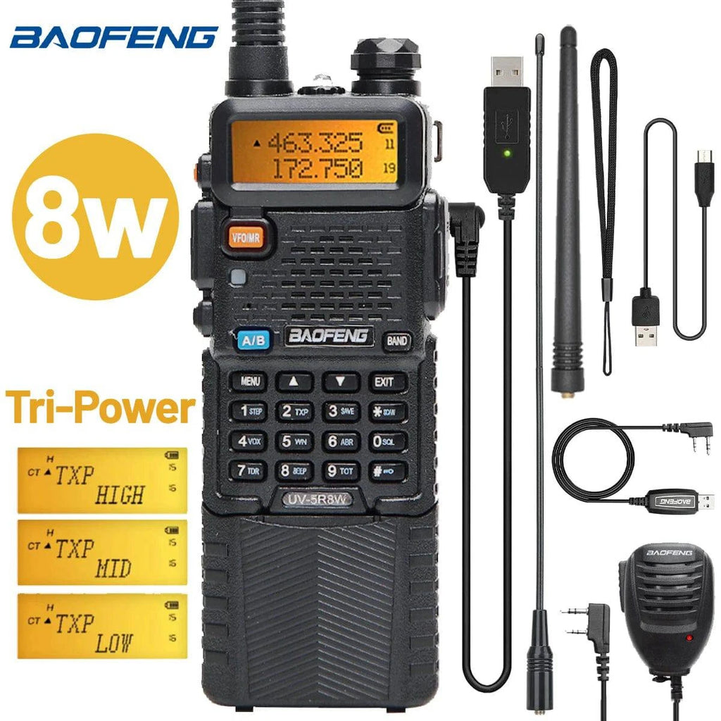 Baofeng UV-5R 8W 3800 Walkie Talkie Tri-Power Dual Band VHF UHF Portable Long Range High Power Handheld CB Ham Two Way Radio-WAYBIKER