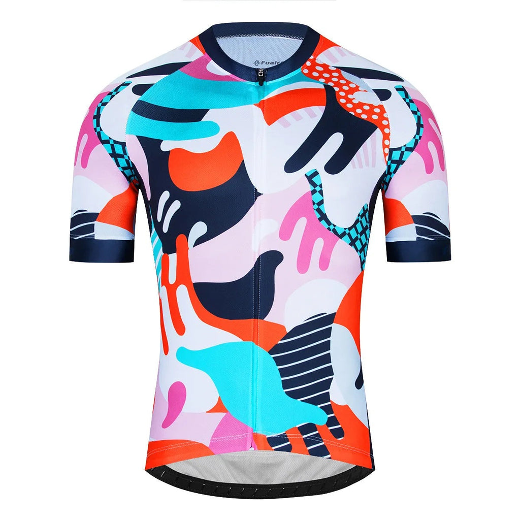 Fualrny Cycling Jersey Men Reflective MTB Road Bike Clothes Bicycle Jersey Mesh Breathable Cycling Clothing Summer Bike Jersey-WAYBIKER