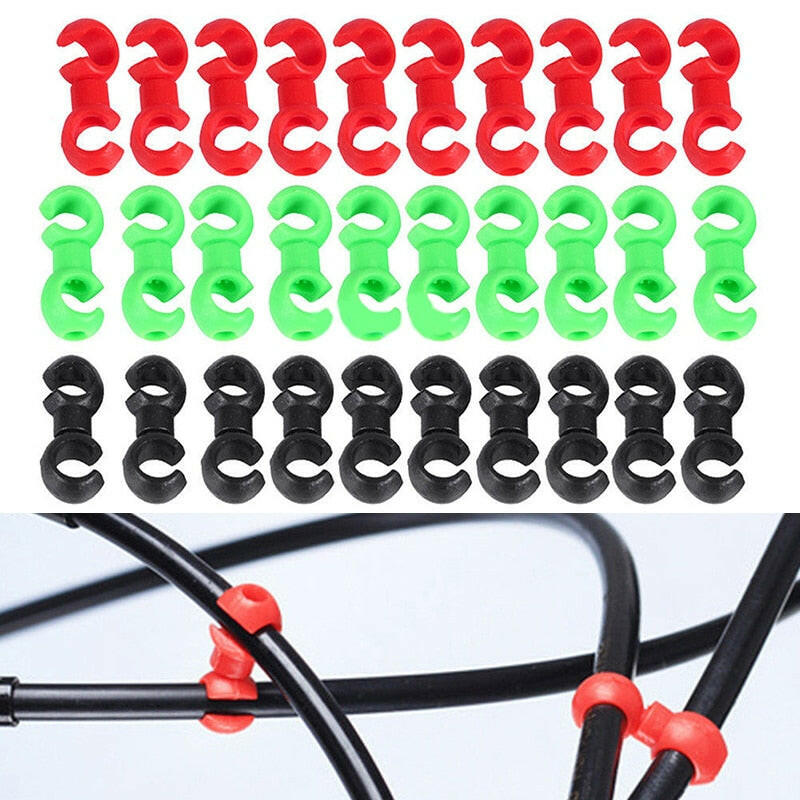 10PCS S Shaped Clips Plastic Hook Clips Rotating Bike Brake Gear Cross Cable Tidy Clip Tool Bike Accessories-WAYBIKER