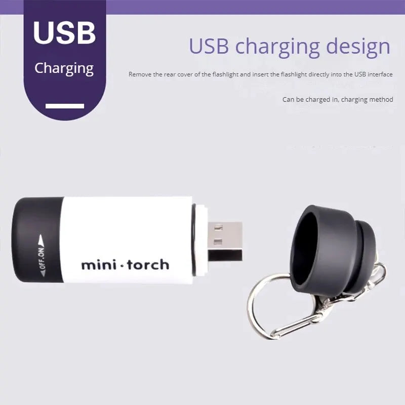 Super Bright Mini Flashlight Usb Rechargeable Keychain Small Flashlight Led Strong Light Waterproof Travel Portable-WAYBIKER
