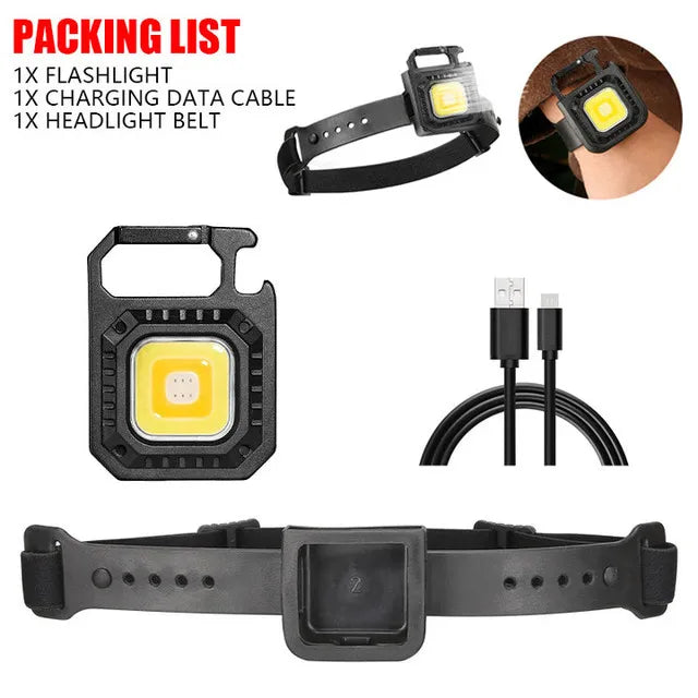 Mini Portable Led Flashlight USB Rechargeable Keychain Light Pocket Torch COB Work Lights Outdoor Camping Emergency Lamp Lantern-WAYBIKER
