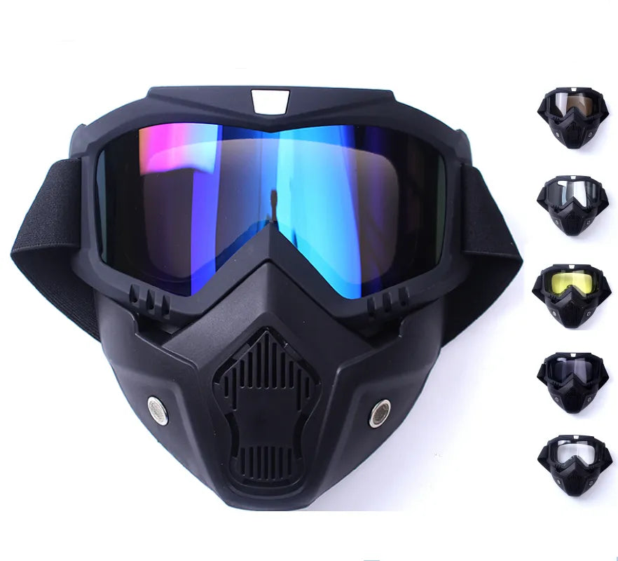 zlangsports Goggles Mask Anti-UV Detachable Windproof Motorcycle HD Motocross Glasses Retro Riding Eyewear Ski Sunglasses-WAYBIKER