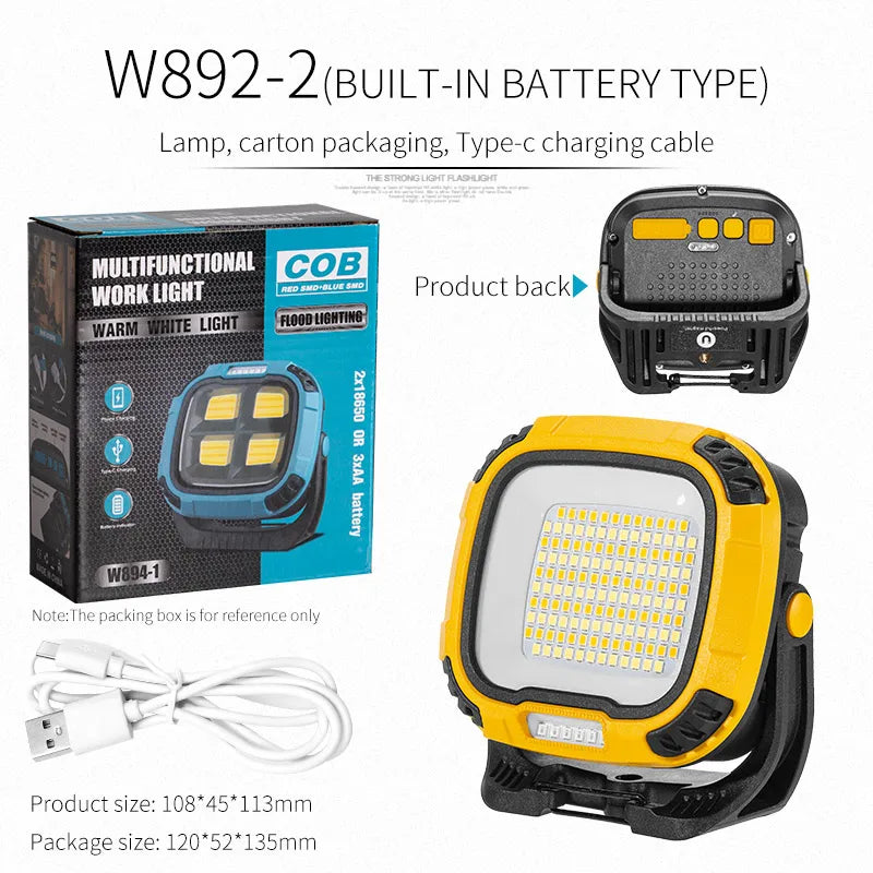 Strong Light COB Flashlight USB Rechargeable Torch Portable Outdoor Power Bank Camping Fishing Emergency Work Lamp With Hook-WAYBIKER