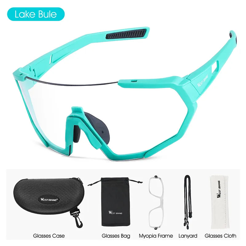 WEST BIKING Photochromic Cycling Glasses Bicycle Glasses Sports Men's Sunglasses MTB Road Cycling Eyewear Protection Goggles-WAYBIKER
