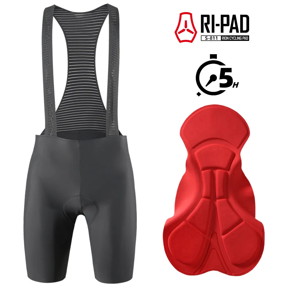 RION Cycling Shorts Men MTB Bib Tights With Suspenders Mountain Bike Bicycle Lycra Biker Bibs 3D Pad 5H Seamless Leg  Pro Summer-WAYBIKER