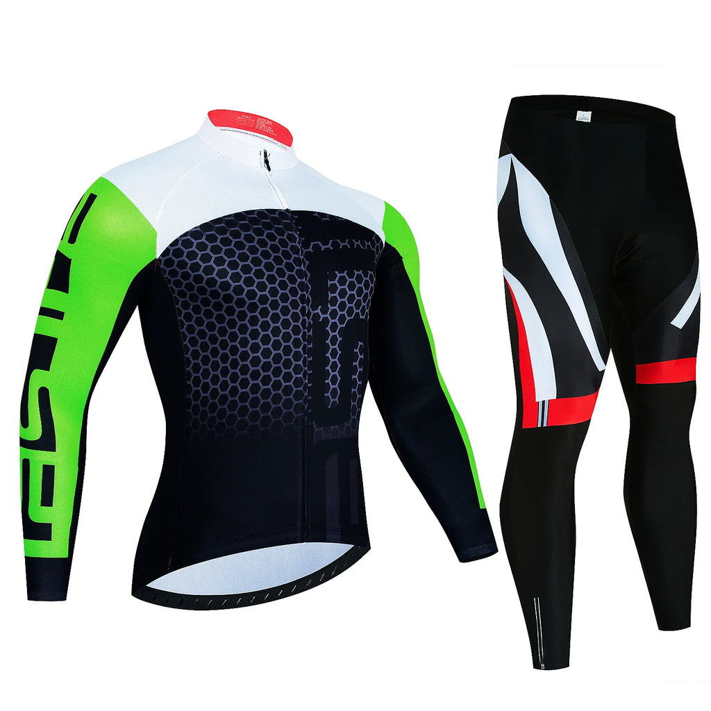 2024 Long Sleeve Cycling Jersey Set New Quick Step Mtb Bicycle Clothing Bicycle Maillot Ropa Ciclismo Mans Bike Clothes Cycling-WAYBIKER
