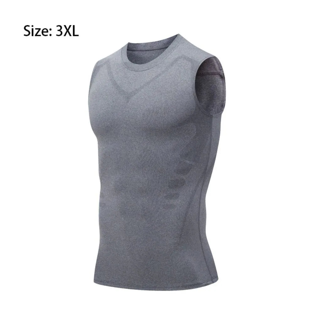 Ionic Shaping Vest Men's Sports Skin-tight Vests Fast Dry Breathable Slim Sleeveless Elastic Vest Fitness Top Cycling Vest-WAYBIKER