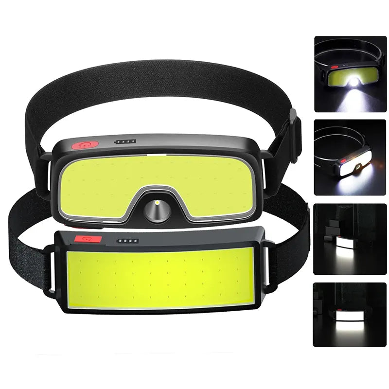 New Upgrade Portable LED Head Lamp Built-in 1200mah Battery COB Headlight USB-C Rechargeable Waterproof Torch Camping Flashlight-WAYBIKER