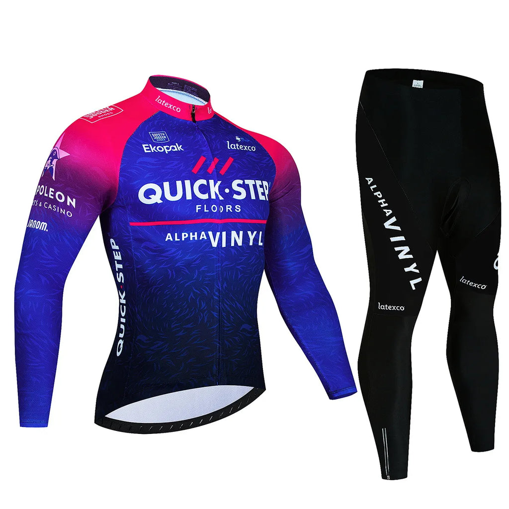 Long Sleeve Cycling Jersey Set New Quick Step Mtb Bicycle Clothing Bicycle Maillot Ropa Ciclismo Mans Bike Clothes Cycling Set-WAYBIKER