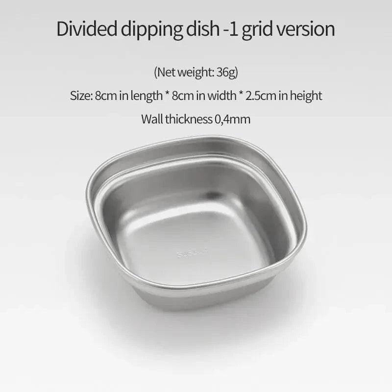 304 Stainless Steel Camping Seasoning Plate Tray Sauce Dish Spice Plates Pepper Roast Meat Sauce Dishes Bowl BBQ Tableware-WAYBIKER