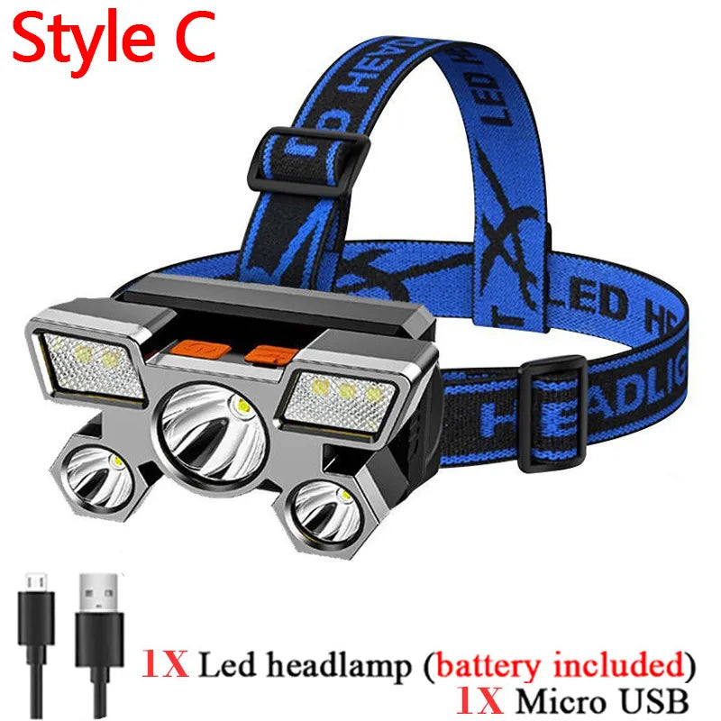 Rechargeable Headlamp 2000mah Super Bright Torch Light T51 Induction LED Headlight Waterproof Camping Mobile Power Bank Flashing-WAYBIKER