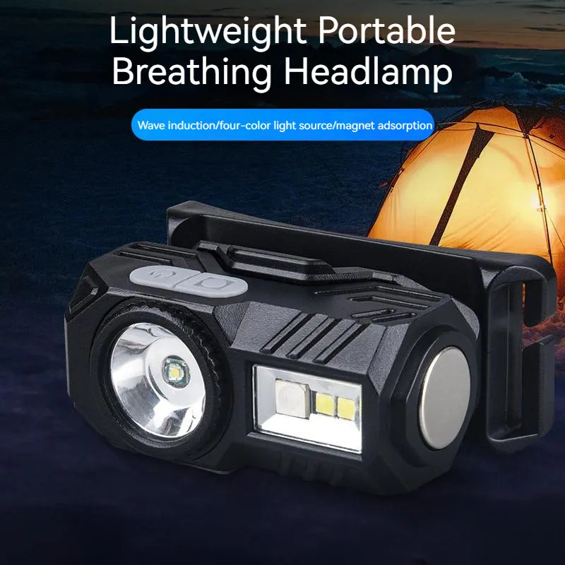 Outdoor Sensor Head Lamp Multi Function Strong Light Headlight 9 Lighting Modes Night Emergency Work Headlamp With Tail Magnet-WAYBIKER