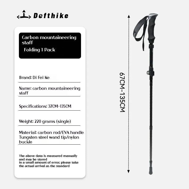 Difeike Carbon Cane Ultra Lightweight Carrying Outdoor Hiking and Climbing Equipment Telescopic Folding Climbing Cane-WAYBIKER