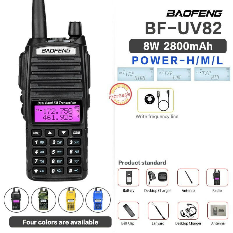 Optional 5W 8W Baofeng UV-82 Walkie Talkie 10 km Baofeng uv5r walkie-talkie hunting Radio uv 82 Baofeng UV-9R UV-5R UV-8HX UV-XR-WAYBIKER