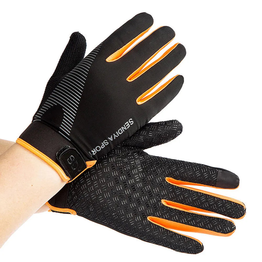 1 Pair Cycling Gloves Motorcycle Bike Gloves Touch Screen Full Finger Gloves Outdoor Fishing Gloves Men's Training Sports Gloves-WAYBIKER