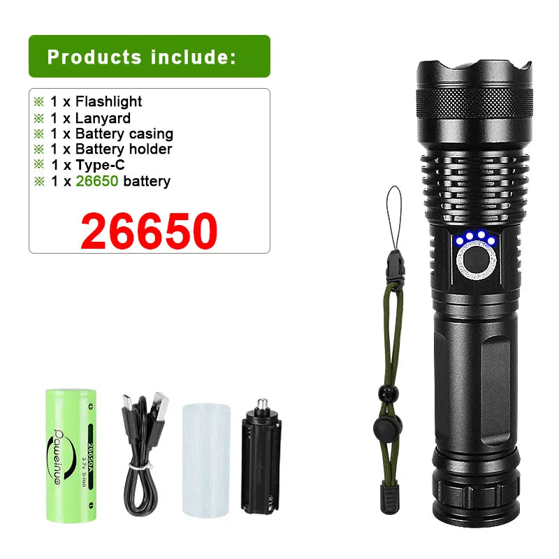 Super XHP360 LED Flashlight 18650 Usb Rechargeable High Power Tactical Flashlights XHP70 Powerful Torch IPX6 Waterproof Lantern-WAYBIKER