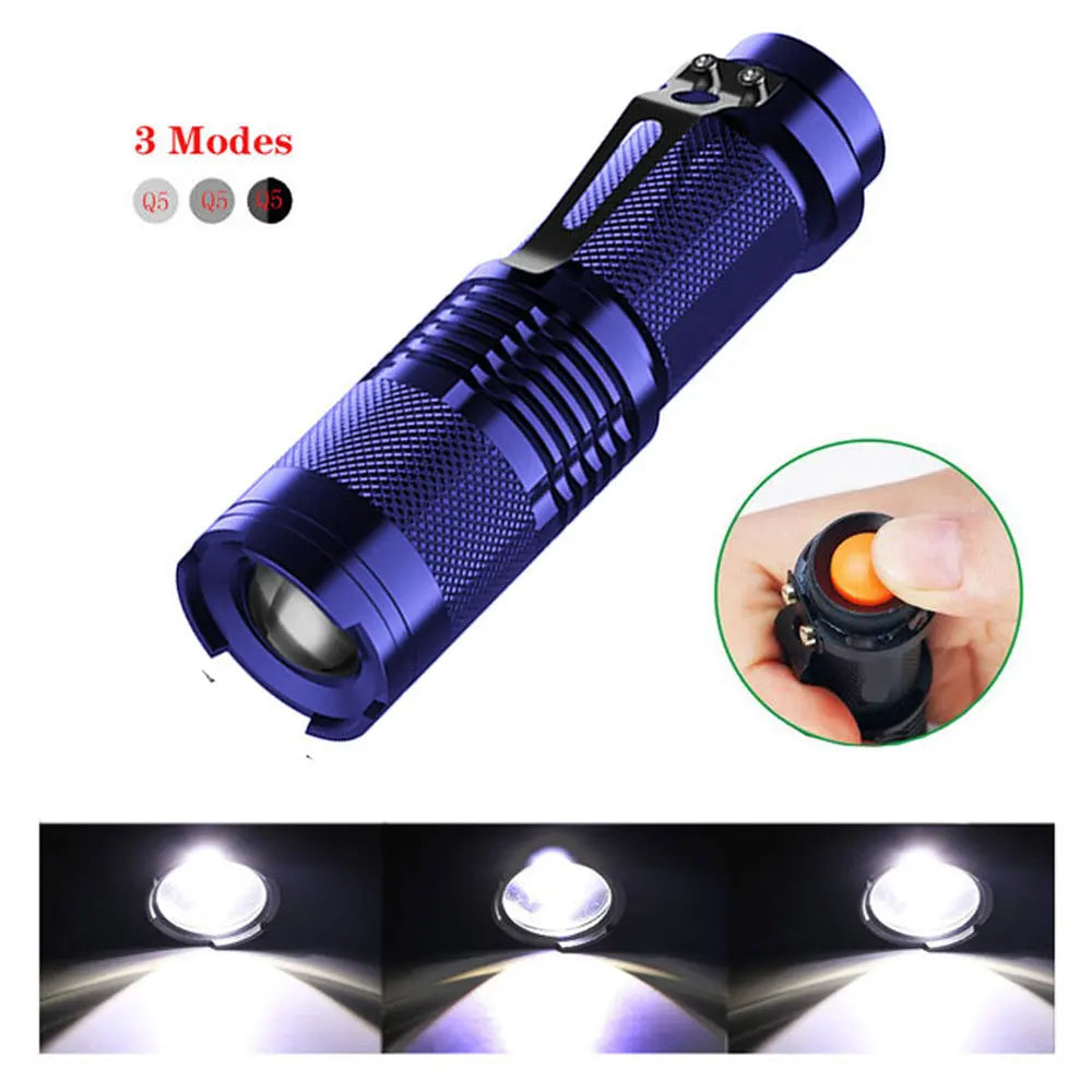 Mini Portable Working Flash lamp 380LM Q5 LED Flashlight Zoomable torch flashlight Lighting lantern Use AA 14500 Battery Light-WAYBIKER